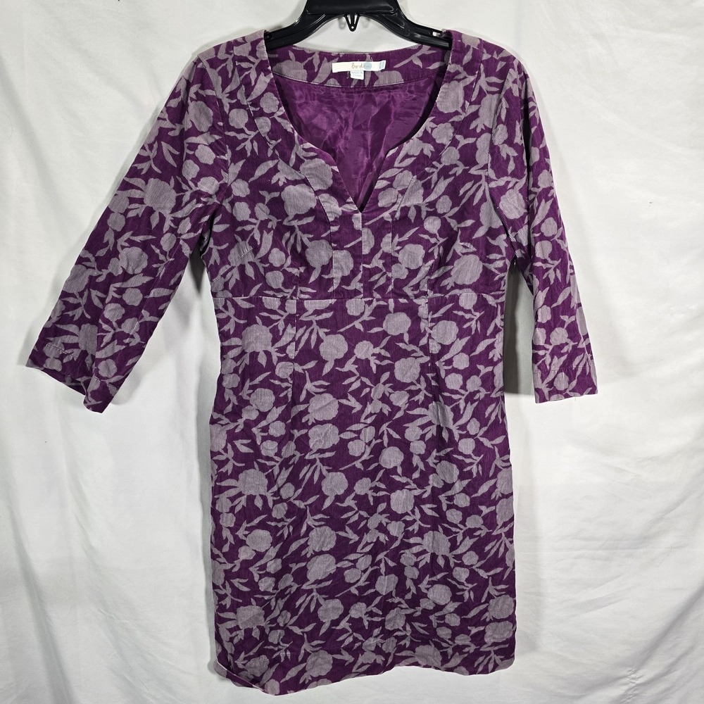 Boden Plum and Silver Leaf Dress